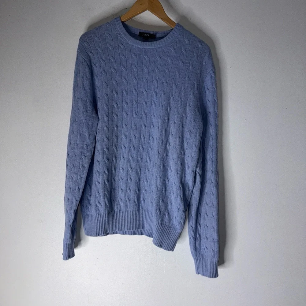 Vintage J Crew Men’s Light Blue Lambswool Cashmere Cableknit Sweater Large‎